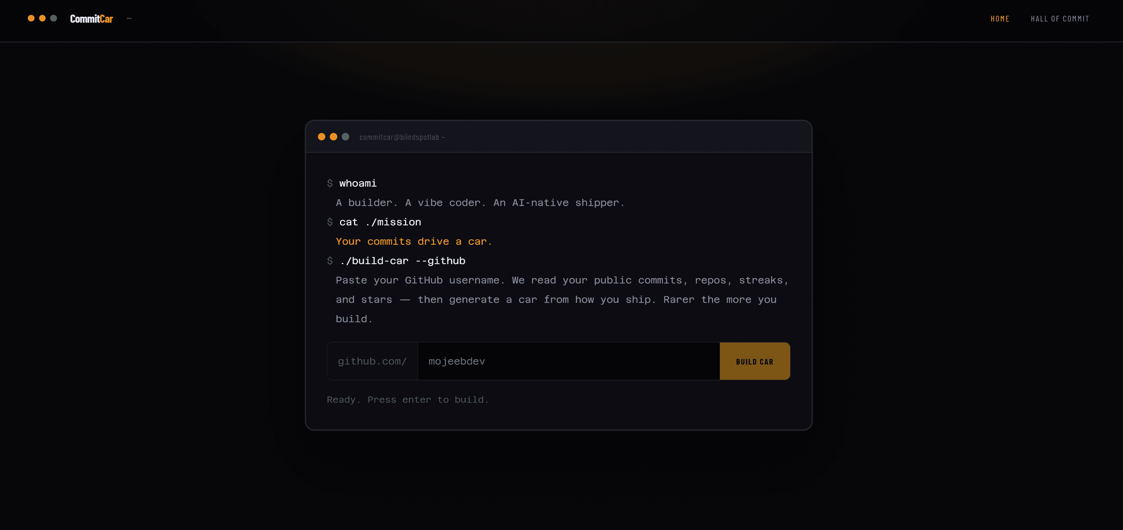 CommitCar product screenshot